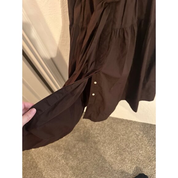 NWT Free Assembly Cotton Plus Size Brown Puffy Sleeved Tiered Midi Dress - Picture 14 of 14